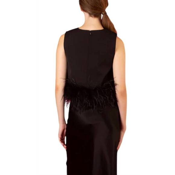 NEW MAINSTRIP festive feathers crop top in black - Picture 5 of 5